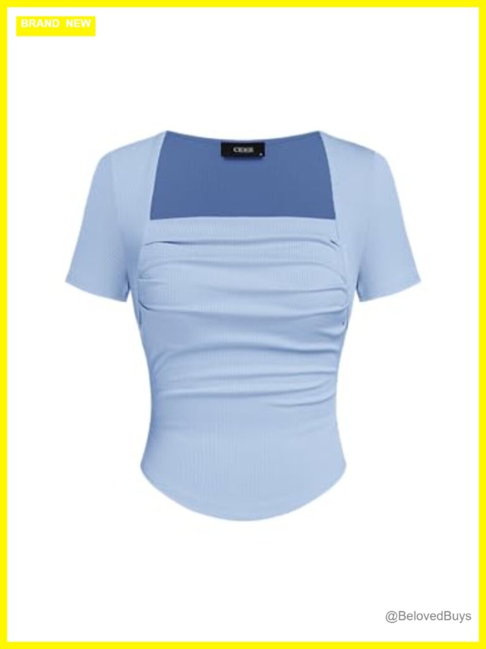 Women's Square Neck Ruched Short Sleeve Slim Fit Tee